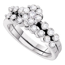 14k White Gold Round Diamond Bridal Wedding Engagement Ring Band Set 1.00 Ctw - £1,156.94 GBP