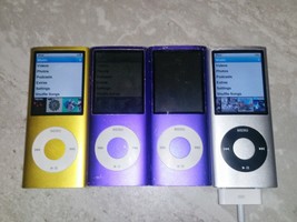 4x Lot Apple iPod Nano 4th Gen 8GB Black Yellow Purple As Is For Parts Repair - $37.08