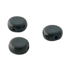50 Beads Czech Glass Opaque Black Jet 6x3mm Small Flat Round Coin Disc Spacer - $3.99