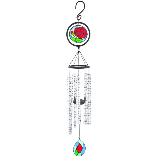 Carson Stained Glass Sonnet Chimes Love 35" Wind Chime Windchime Yard Garden - £46.39 GBP