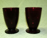 VINTAGE RUBY RED GOBLETS WATER GLASSES ANCHOR HOCKING FOOTED PAIR MID CE... - $10.80