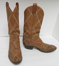 Vintage Tony Lama Black Label Boots Animal Print Western Cowboy Brown M6B W7B - £120.98 GBP