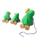 Frog and Babies Plush Pull Toy with Wooden Wheels by Rich Frog - $302.72 MXN