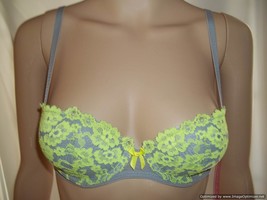 Xhilaration Balconette Bra-#5561-Gray with Green-Size: 32A-New with Tags - £10.20 GBP