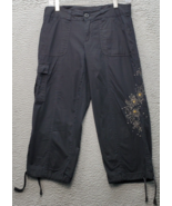 Style&amp;co. Capri Pants Women Size 6P Black Beaded Floral Ankle Drawstring... - $31.79 CAD