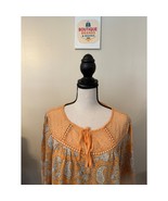 Melloday Paisley Print Peach Blouse – Size Medium - $405.80 MXN
