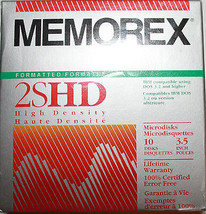 MEMOREX 2SHD High Density 10pk 3.5&quot; Formatted IBM Microdisks New in Box - £15.28 GBP
