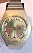Seiko Electra Gold Plated Rhinestone Dial Unbreakable Mainspring Mens Watch Vtg - £44.77 GBP