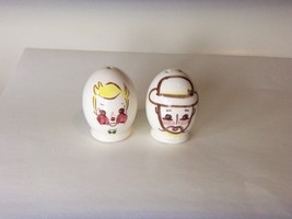 EGG SHAPE HAND PAINTED SALT &amp; PEPPER SHAKERS VINTAGE  UNUSED - £15.78 GBP