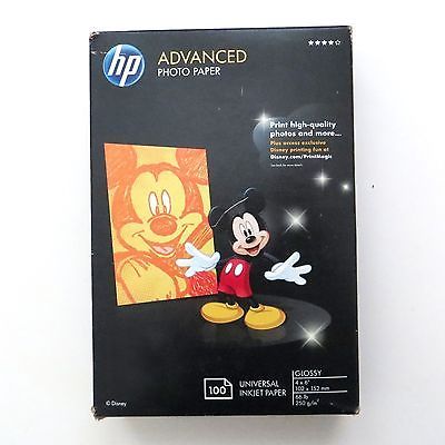 NEW HP Advanced 4x6" Glossy Photo Paper 100 Ct Inkjet 2010 Mickey Mouse Q6638A - £5.46 GBP