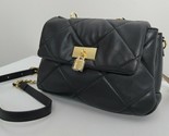 Steve Madden Quilted Black Purse NEW Bag Gold Links Lock Chain BTULSA MS... - $44.99