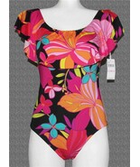 Trina Turk Solar Tropical Floral Ruffle Built-in-Bra Lined Swimsuit Wm&#39;s... - $109.40 CAD