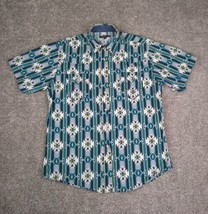 Tin Haul Shirt Men L Blue Western Aztec Southwestern Serape Pearl Snap S... - $29.99
