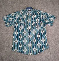 Tin Haul Shirt Men L Blue Western Aztec Southwestern Serape Pearl Snap Sawtooth - £23.97 GBP