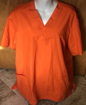 Natural Uniforms Bright Orange Medical Worker Scrub Top Size Medium - £6.25 GBP