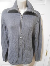 Vintage Sweater Jacket Top Croft &amp; Barrow Womens XL Full Zip Grey hthr Misses  - $18.80