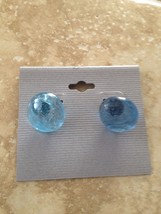 pair of turquoise blue glass button pierced earrings with posts - £15.18 GBP