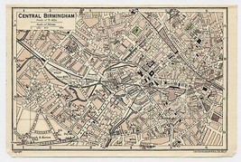 1924 Original Vintage City Map Of Central Birmingham / England - £17.48 GBP