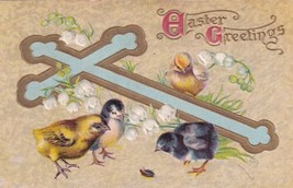 Easter Greetings Postcard Cross Chicks 1909 Sarcoxie to Bower Mills MO N20 - £2.35 GBP