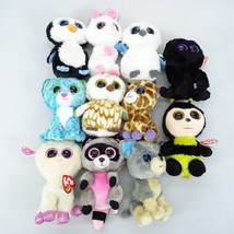 Ty Beanie Babies 6&quot; Lot of 11 Plush Stuffies Beanie Boos Owl Lamb Giraffe Wolf - £42.53 GBP