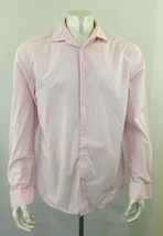 Premium Cotton Men&#39;s Large Pink Button Up Long Sleeve Cotton Casual Shirt - £7.77 GBP