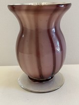 Vase Purple Striped Vintage Hand Blown Cased Glass 5 Inches Tall - $33.52