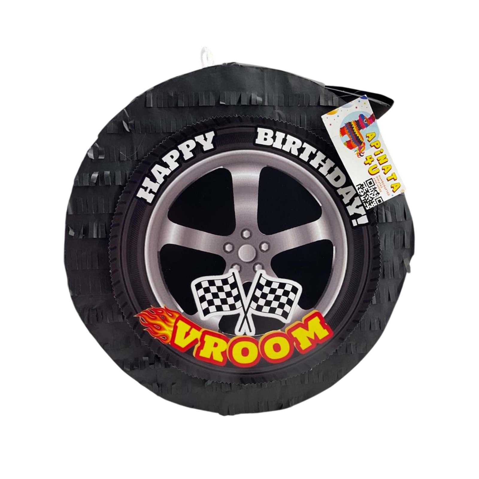 Race Car Tire Pinata, Black Checkered Flag Design, Motorsport Theme Part... - $39.99