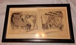 Vintage framed newspaper illustrations showing construction of Statue of... - £17.28 GBP