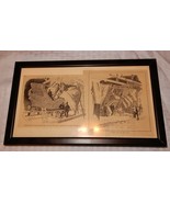 Vintage framed newspaper illustrations showing construction of Statue of... - $22.00
