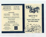 Old Country Buffet Weekly Lunch &amp; Dinner Special Features Menu 1991 - $14.85