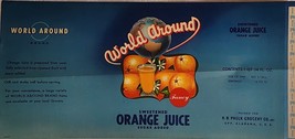 World Around Oj Label 1qt 14oz Uncirculated Label.HB Paulk Gro Opp,Al - €12,59 EUR