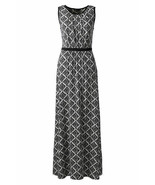 Lands End Women&#39;s Sleeveless Shirred Maxi Dress Black Diamonds New - £40.05 GBP