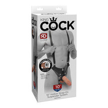 Pipedream King Cock Adjustable 10in. Hollow StrapOn Suspender System Beige/Black - £83.78 GBP