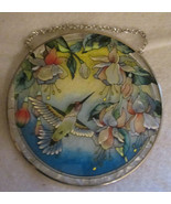 Painted Glass Hummingbird Suncatcher Window Decor Round 6.5&quot; chain - $36.82 CAD
