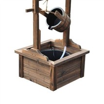 Outdoor Garden Solid Wood Wishing Well Water Fountain with Bucket and Pump - £205.23 GBP