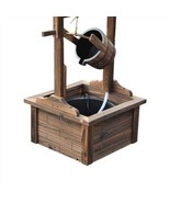 Outdoor Garden Solid Wood Wishing Well Water Fountain with Bucket and Pump - $362.86 CAD