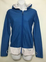 Saucony S Blue White Textured Fitted Hoodie Thumb Holes - $29.89