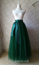 Dark Green 4-Layered Tulle Skirt Women Plus Size Puffy Tulle Maxi Skirt Outfit