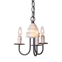 Irvins Country Tinware 3-Arm Bellview Wood Chandelier in Rustic White - £208.26 GBP