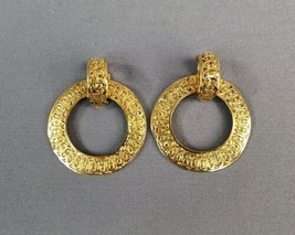 Chanel Clip-on Earrings Gold-tone 2 Way Hoop Dangle Large Detachable Vin... - $643.50