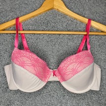 Dereon Push Up Bra Gray Pink Lace Full Coverage Padded Lined Underwire 36C - £6.08 GBP