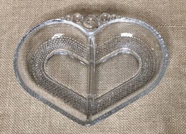 Vintage Duncan And Miller Bubble Pattern Glass Heart Candy Nut Divided Dish - $9.90