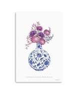 HomeRoots 399085 36 x 24 in. Blue &amp; White Happiness Floral Vase Canvas W... - £129.35 GBP