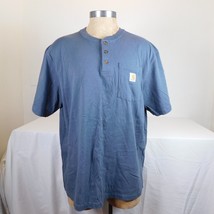 Carhartt Solid Blue Shirt Pullover Short Sleeve Men Original Fit Size XL Logo - £13.66 GBP