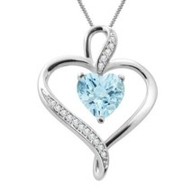 1.30Ct Heart Cut Simulated Topaz  Solitaire Pendant 14K White Gold Finish - £105.26 GBP