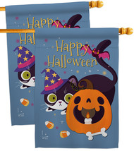 Witchy Cat - Impressions Decorative 2 pcs House Flags Pack HP137257-BOAE - £47.93 GBP