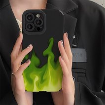 Fashion Brand Green Flame Case For iPhone 14 11 13 12 Pro Max MiNi 6 7 8 Plus X  - £7.67 GBP