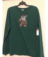 Basic Editions Size S Green Sweater With Santa Claus Ships N 24h - $29.85 CAD