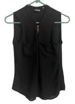 Soho Jeans Womens Black Sleeveless 1/2 Zip Semi Sheer Top Size s Capsule - $12.20
