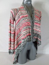 Xhilaration Womens Xl L/S Pink Gray White Button Less Cardigan Sweater (J)P - £7.32 GBP